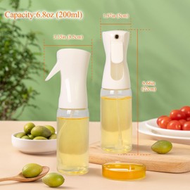 Limso Oil Sprayer for Cooking, 6.8oz / 200ml Glass Olive Oil Sprayer Oil Vinegar Spritzer, Suitable for Kitchen Cooking, Baking, and Air Fryers (White)