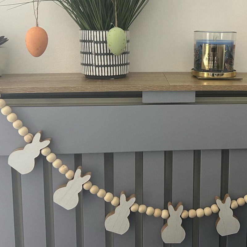eBoutik - Cute Farmhouse Wooden Easter Bunny Garland Decorative Bunting