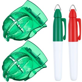 WILLBOND 2 Pieces Golf Ball Line Liner Drawing Marking Alignment Putting Tool and 2 Pieces Golf Ball Marker Pen, 4 Pieces Totally (Green)