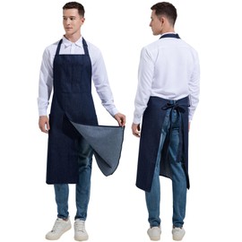 Kyuwdone Pottery Aprons with Pockets Overlapped Split-Leg Apron for potters, gardeners, artists, men and women, Denim, Medium