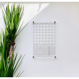 Large Clear Acrylic Monthly Calendar for wall | Dry-Erase Message White Board Calendar Wall Mounted Office Home Family Organization Tools Must Haves School Kids Adult Mom Teen Monthly Weekly ADHD Tool