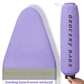 BNDX Heat-Resistant Ironing Board Cover and Pad 18" x 49" – Eco-Friendly Material, Durable Elastic Edge for College Students, Busy Moms, Apartments, Dorm Rooms – Royal Amethyst