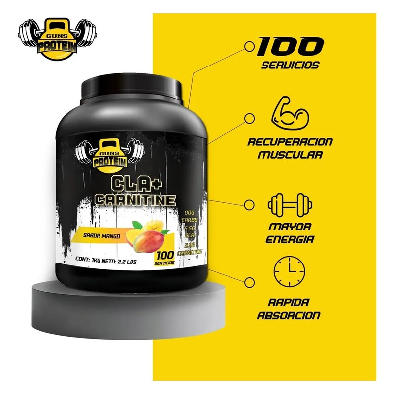 Cla Carnitina 1kg Guns Suplements 100 Servs Pre Entreno