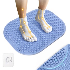 Upgrade Silicone Foot Massage Mat with Dual-Side Usage, Large Reflexology Mat for Feet Relaxation, Foldable Foot Acupressure Mat, Portable Standing Desk Mat for Pain, Fatigue Relief(Blue-L)