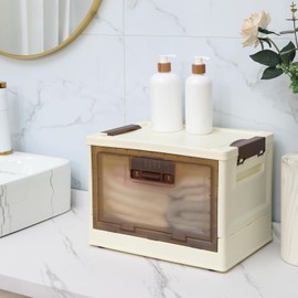 HMINYIYI 1 Pack Collapsible Stackable storage bins with lids and Wheels,11.56 Gal Sturdy Plastic Foldable Box Trunk Bedroom organizers, 20.8"x14.8"x9.84", sideway open, Under Bed Storage Container