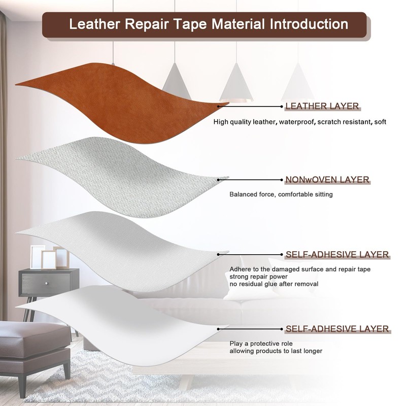 JDLUGH Sofa Leather Repair Patch Tape, 8.2x11 Inch2PCS Self Adhesive