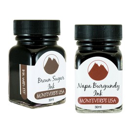 Monteverde 60ml Core Fountain Pen Ink Bottle (30ml Brown Sugar Ink Bottle G309BS, 30ml Napa Burgundy Ink Bottle G309NB)