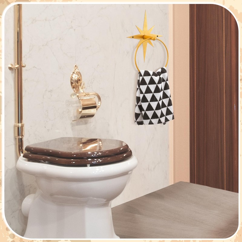Reallnaive Mid Century Towel Ring Holder for Bathroom Modern Gold