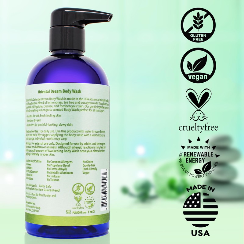 PURA D'OR 16 Oz Oriental Dream Body Wash – Invigorating