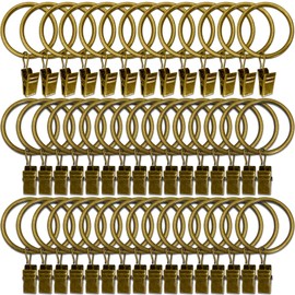 LLPJS 60 Pack Metal Curtain Rings with Clips, Curtain Clip Rings Hooks for Hanging Drapery Drapes Bows, Curtain Rod Rings 1.5 inch Interior Diameter, Bronze