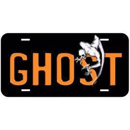 White Ghost Black Aluminum Novelty Car License Plate