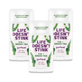 Natural Organic Deodorant Stick with Fig + Green Tea, Coconut Oil and Activated Charcoal, Aluminum Free Deodorant by Stinkbug Naturals, 2.1 Ounce Pack of 3