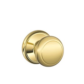 Schlage F10 and 605 16-080 10-027 Andover Hall and Closet Knob, Bright Brass