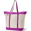 Lands' End Natural Long Handle Zip Top Canvas Tote Natural/violet