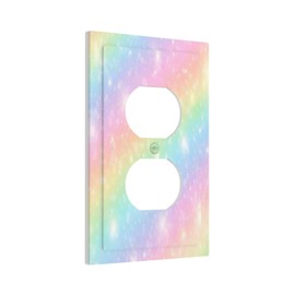 Rainbow Gradient Pastel Girly Colorful Iridescent 1 Gang Duplex Outlet Plate Covers Decorative Light Switch Plate Cover Single Wall Plate Electrical Receptacle Faceplate for Bathroom Kitchen Bedroom