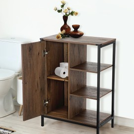 Landia Home Bathroom Storage Cabinet, Industrial Themed with a Steel Frame and Different Tiers of Shelves for Organization