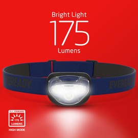 Eveready LED Headlamp, 200 Lumen, IPX4 Water Resistant, Durable Indoor and Outdoor Light with Shatterproof Lens, Batteries Included, 2 Pack