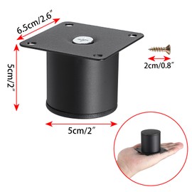 BTSKY 4Pcs 2 Inch Metal Furniture Cabinet Legs - Black Stainless Steel Sofa Feet Furniture Risers Heavy Duty Replacement Legs for Worktop, Breakfast Bar,TV Stand, Desk, Table