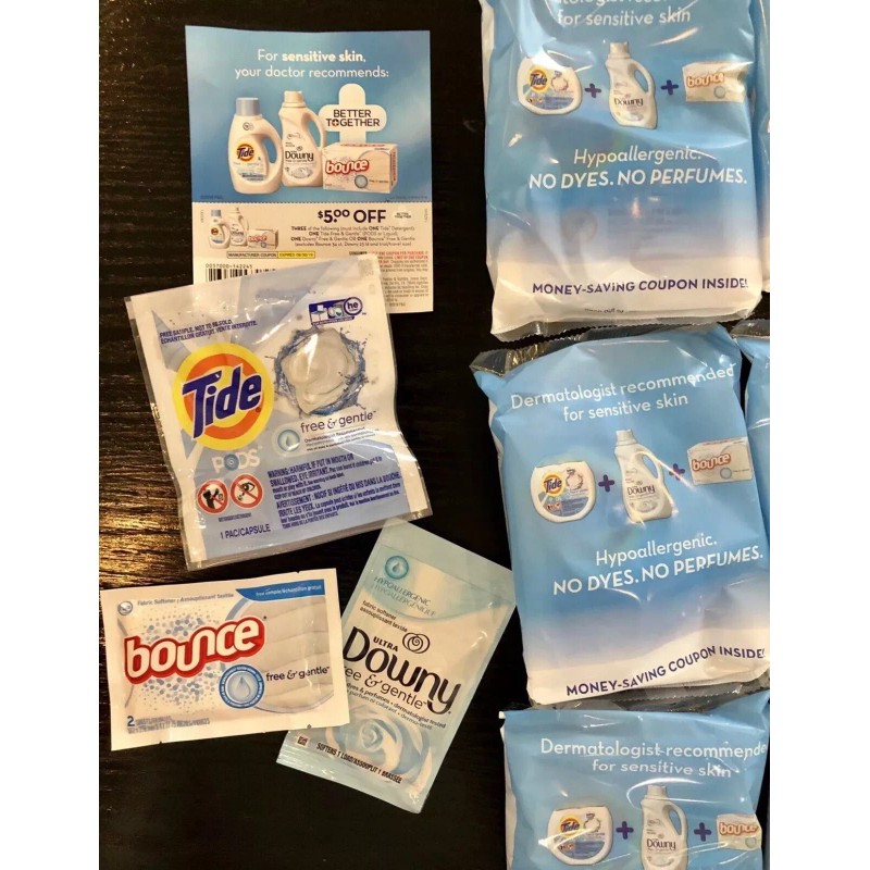 Tide Pods, Downy & Bounce Fabric Softener Free & Gentle