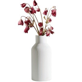20 cm Ceramic Vase White for Pampas Grass as Boho, Ceramic Vase White Matt Round Modern Design Simple Nordic Style Ceramic Vase for Fresh Flowers, Dried Flowers, Dining Table, Office