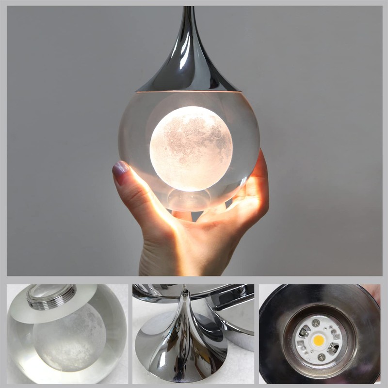 Sedelan LED Crystal Wall Sconce, Moon Modern Wall Light Fixture,