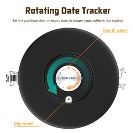 Miscedence 35OZ Coffee Canister for ground coffee with Date Tracker,One Way Co2 Valve 304 Stainless Steel Kitchen Food Airtight storage container for Coffee Beans or Grounds, Sugar (35oz Black-New)