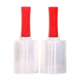 PROMORE Mini Stretch Wrap Roll with Handle 2PACK 5" X 1000ft 80Guage Heavy Duty Plastic Stretch Film with Rolling Handles for Moving Supplies Industrial - Pallet Wrap Packing Self-Adhering Cling Film