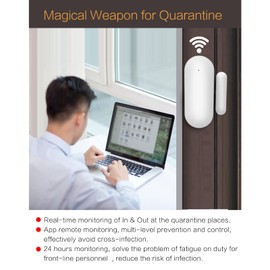 Door Sensor,WiFi Door Sensors Alarms Contact Wireless Door Window Magnet Entry Detector Sensor for Home Security APP tuya（4pcs） White