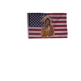 AES 12x18 12"x18" USA American Indian Native Chief Sleeve Flag Boat Car Garden House Banner Double Stitched Fade Resistant Premium Quality