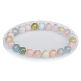 chengmu 8mm Morganite Stretch Bracelet Round Stone Beads Semi Gemstone for Crystal Elastic Bracelet 7.5"