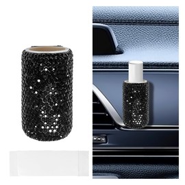 LHDOS Bling Car Chapstick Holder, Upright Lip Balm Holder for Car, Crystal Rhinestone No Melt Lipsticks Organizer Case, Insulating Vehicle Interior Accessories for Women Men (Black)
