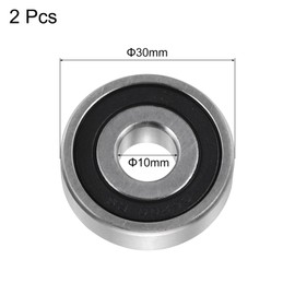 sourcing map 2Pcs S6200-2RS Deep Groove Ball Bearings 10mm x 30mm x 9mm Double Sealed 440C Stainless Steel (ABEC3)