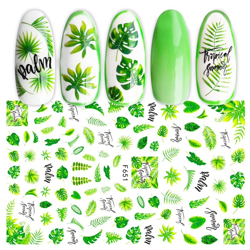 Yoksas Green Foliage Nature Nail Art Sticker Set - 6