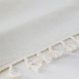 YASSINHE Bedside Table Tassel Cover Nightstand Dust Cover-White