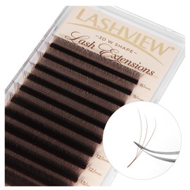 LASHVIEW W Lashes Extensions, 3D Premade Fans 0.07 D Curl 8-15mm Clover Lash Extensions W Shape Eyelash Extension Volume Premade W Lashes (3D 0.07 D 8-15mm Brown)