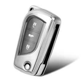 WORCAS Funda de TPU Smart 2 3 4 botones para llave remota compatible con Toyota 2018-2020 Camry SE/LE, RAV4 SE, Corolla SE/LE Smart Key (plata)
