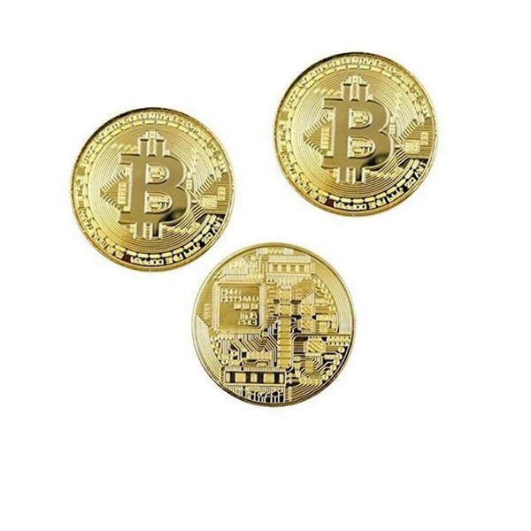 TEC-BITCOIND Bitcoin, Set of 3, Golden Sparkling, Money Luck, Golf Marker, Bitcoin Replica, Prizes, Virtual Currency, Miscellaneous Goods, Amulet Gift