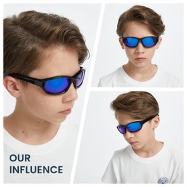 DUCO Polarized Kids Sunglasses with Strap for Boys Girls Youth Sports Baseball Sunglasses 100% UV Protection K029