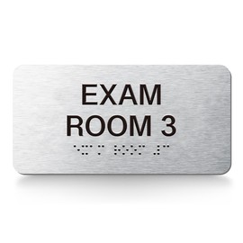 Exam Room Signs with Raised Text & Grade 2 Braille –, ADA Compliant, 7 Variants (EXAM, EXAM 1-6), Easy Install with Double-Sided Tape, Office & Medical Sign (7.8”W x 4”H)