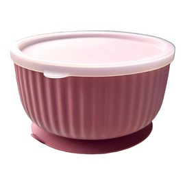 Cat Bowls with Suction Cup 400ml with Silicone Lid — Elevated Silicone Pet Dish with Non-Slip Bottom for Dry Food, Wet Food and Water — Silicone Water Bowl for Small Dog, Rabbit, Kittens (Old Pink)