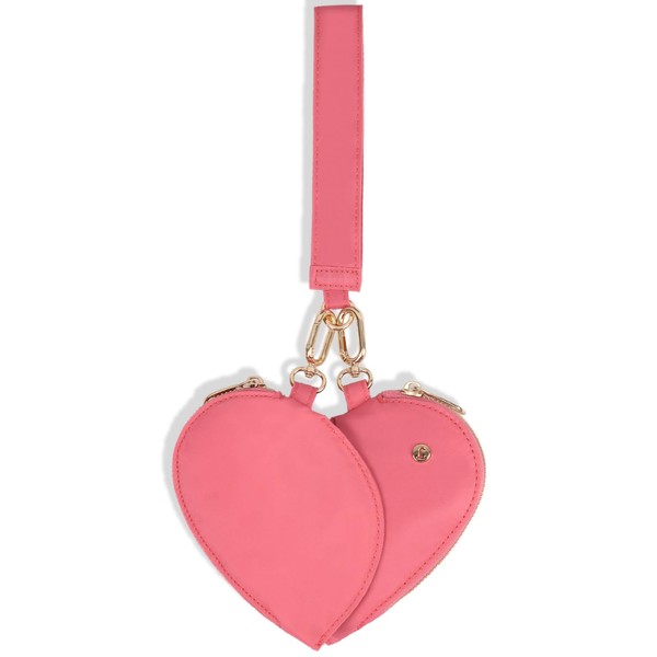 LIERWOI Dual Pouch Wristlet Heart for Women, Stylish Keychain Wristlet,