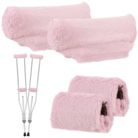 Threlaco Crutches Padding Universal Crutch Pads for Armpits and Hand Grips Cushion Soft Fluffy Covers Accessories Sets for Underarm Armpits and Handles
