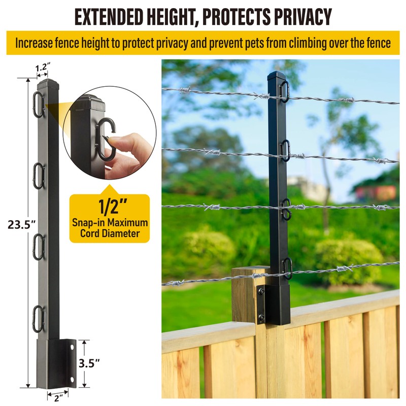 Epcee Fence Post Extender, 23.5" Fence Barbed Wire Extend Arm，for