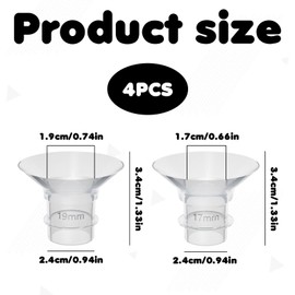 Flange Inserts for Breast Pump,4PCS Breast Pump Flange,17mm and 19mm Flange Insert,Breast Pump Replacement Flange for Momcozy S9/S9Pro/S12/S12Pro 24mm Flange,Medela/Willow Wearable Breast Pump Shields