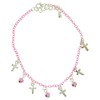 Mi Amore Pink Ankle Bracelet Pink Spherical & Silver-Tone Cross