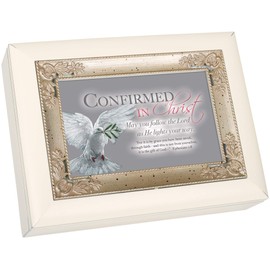 Confirmation in Christ Lord White 6 x 3 x 8 Music Box Plays Tune Ave Maria