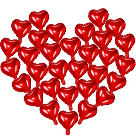 100 Pcs Heart Foil Balloons 10 Inch Heart Balloons Romantic Love Balloons Heart Shaped Balloons Valentine Decorations for Valentine's Day Wedding Proposal Birthday Party (Red)