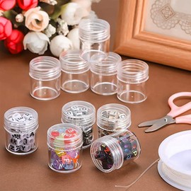 Empty Clear Plastic Container Jars, 30Pcs/Set Small Plastic Jewelry Bead Storage Jars Travel Cosmetics Small Round Container Jars with Clear Lids