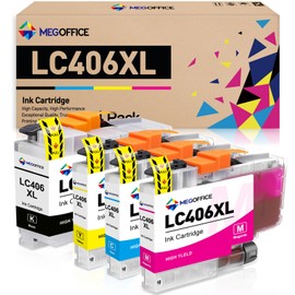 MEGOFFICE Compatible Ink Cartridge Replacement for Brother LC406 LC406XL Ink Cartridge LC 406XL 406 XL for MFC-J4335DW MFC-J5855DW MFC-J6555DW MFC-J4535DW MFC-J6955DW MFC-J4345DW MFC-J5955DW (B/C/M/Y)
