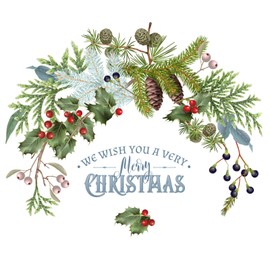 Condessacity Christmas Wall Stickers, Fruit Branches Pine Cone Static Glass Sticker Window Sticker Merry christmas PVC Double Sided Visible Sticker Christmas Wallpaper Interior Sticker Door Sticker